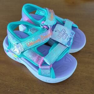 Sketchers kids Unicorn dreams light up sandals toddler girls size 8 NEW!!